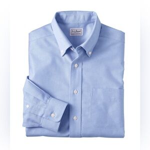 LL Bean Wrinkle Free Classic Oxford Shirt Traditional Fit French Blue